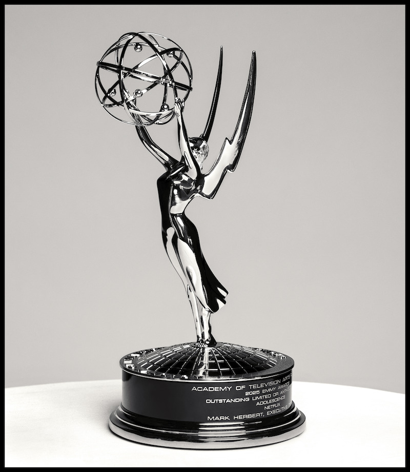 An Emmy Award statuette. 
