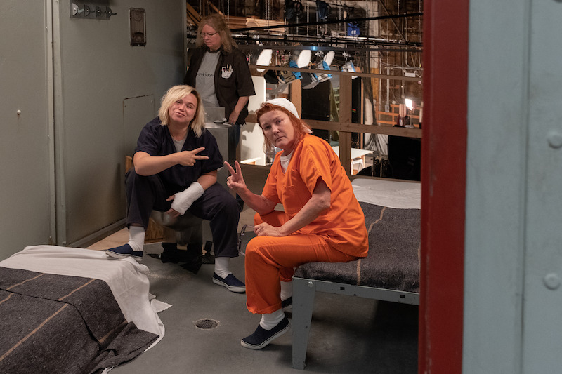 Kate Mulgrew as Galina "Red" (Center) on the set of Orange Is The New Black Season 6.