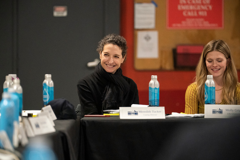 Casting Director Meredith Tucker and Molly Griggs as Lilly Schumacher at the table read for The Residence. 