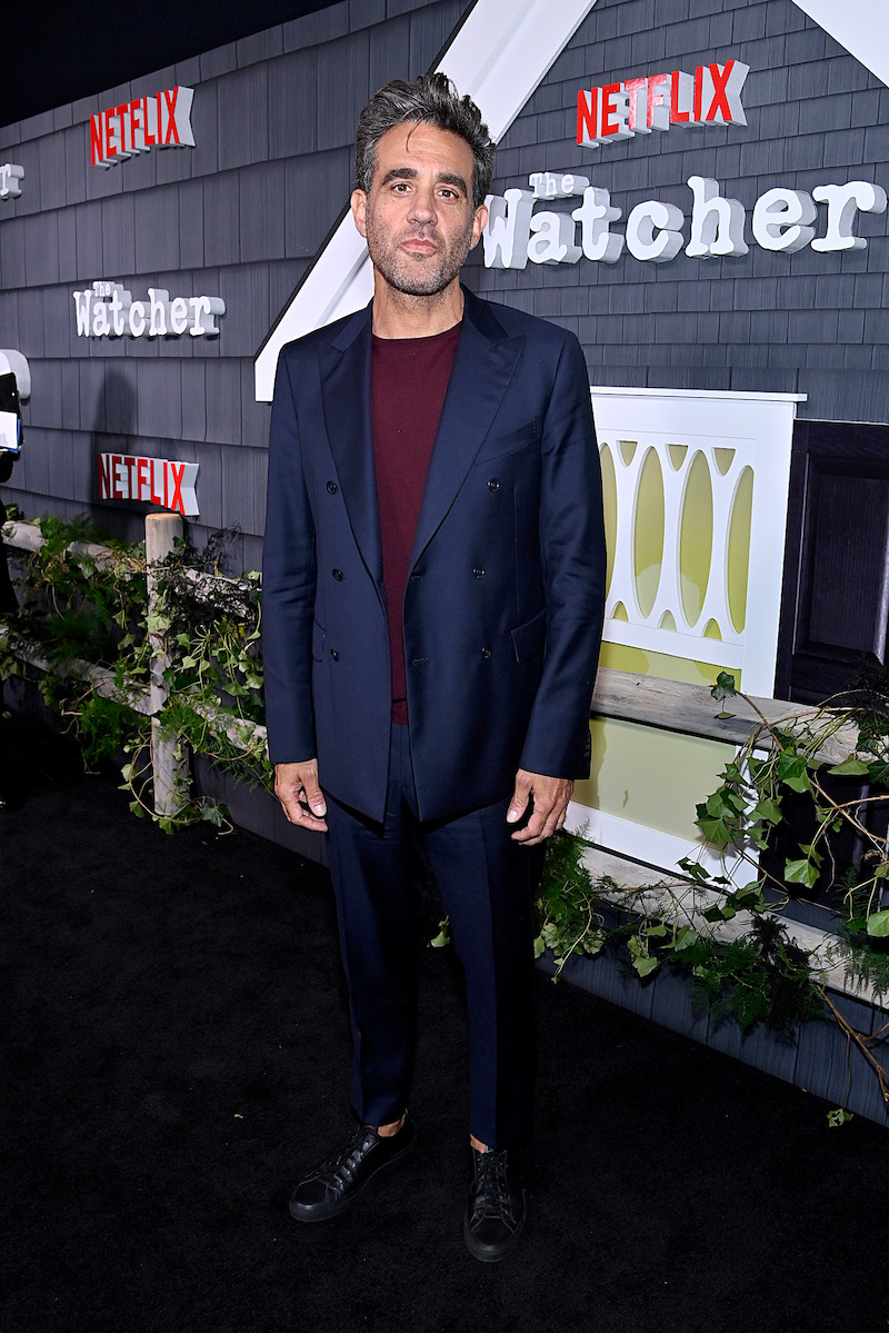 Bobby Cannavale looked dapper in a contrasting navy blue suit and burgundy shirt. - ‘The Watcher’ Red Carpet Photos