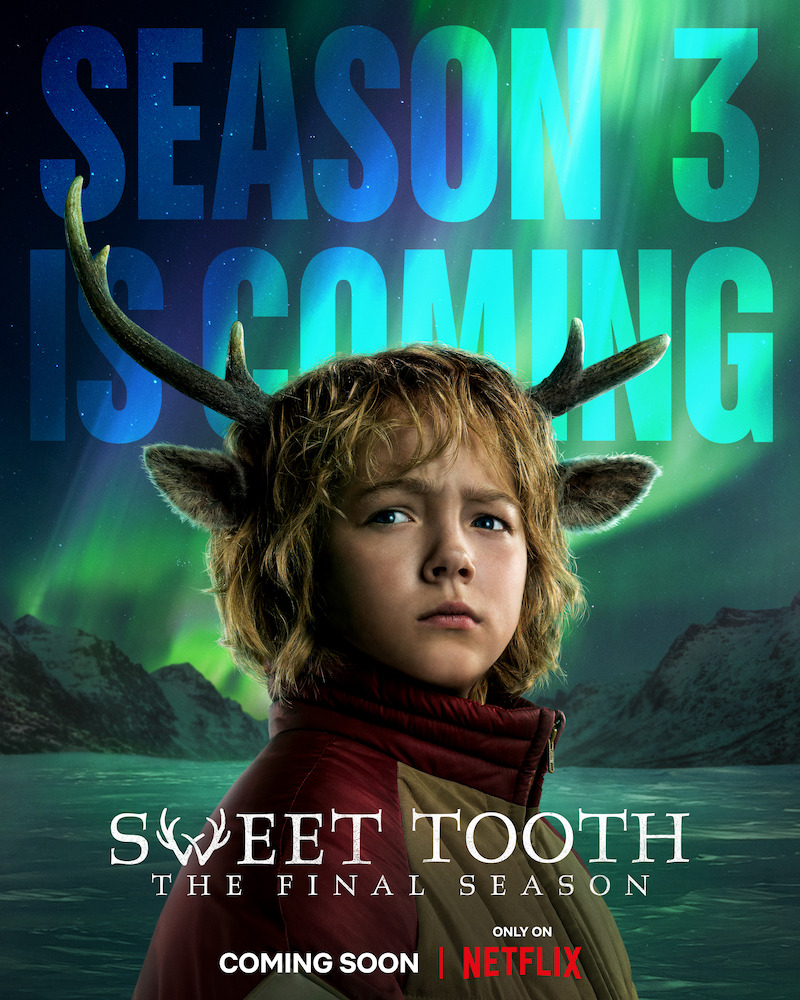 Key art for season 3 of 'Sweet Tooth' featuring Christian Convery as Gus 