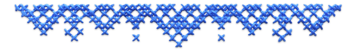 Ornate blue cross stitched bottom divider.
