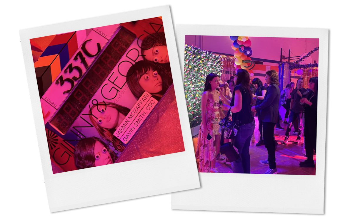 Behind the scenes polaroids of the production of the Tulips & Tuxes dance