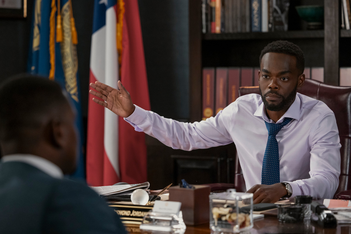 William Jackson Harper as Wes Jordan sits in an office together in Season 1 of ‘A Man in Full’