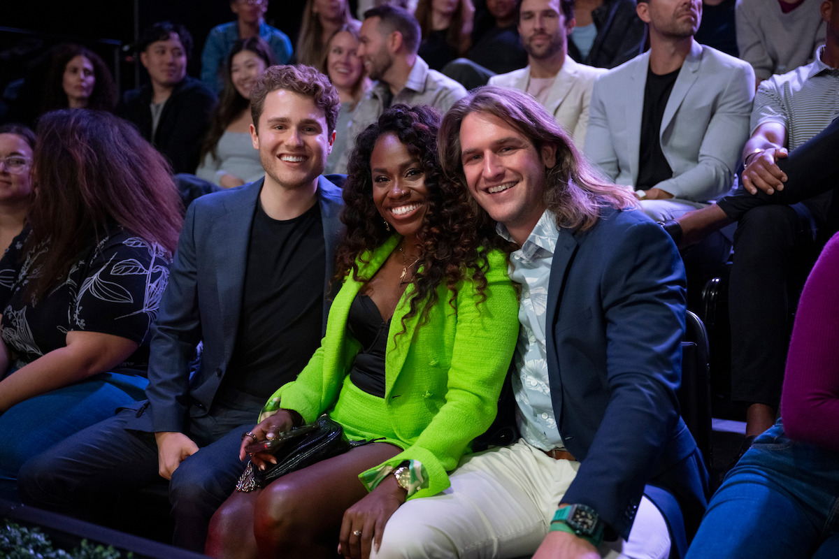 Season 8 cast members Alex, Brittany, and Joey sit in the audience during the ‘Love Is Blind’ Season 7 reunion.