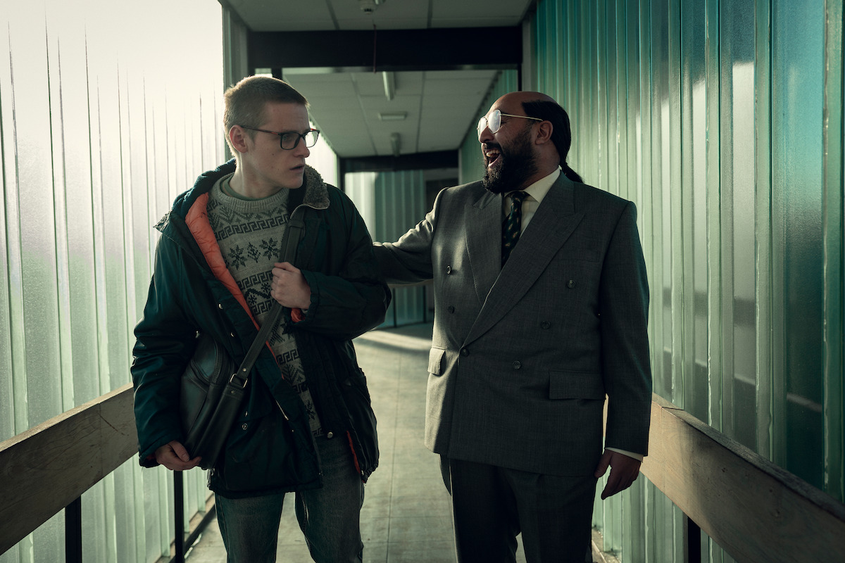 Lewis Gribben as Cameron Walker and Asim Chaudhry as Mohan Thakur in Season 7 of ‘Black Mirror’