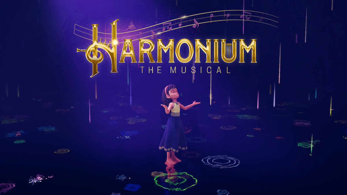 ‘Harmonium: The Musical’ key art: the words Harmonium: The Musical above a character from the game.
