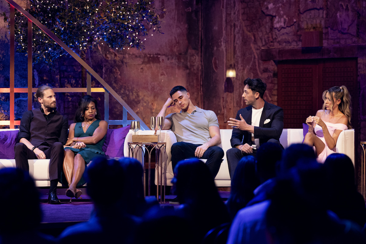 Benaiah, Nicole, Freddie, Sam, and Catherine during the ‘Love Is Blind: UK’ Season 1 reunion.