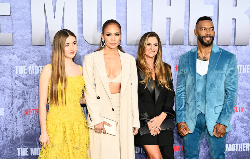 Lucy Paez, Jennifer Lopez, Niki Caro, and Omari Hardwick at 'The Mother' premiere.