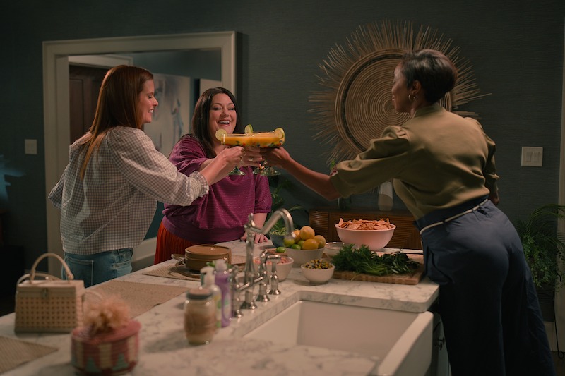 JoAnna Garcia Swisher as Maddie, Brooke Elliott as Dana Sue, Heather Headley as Helen in episode 305 of Sweet Magnolias.