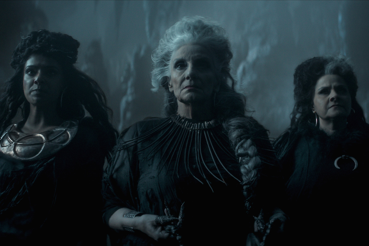 Dinita Gohil as The Maiden, Souad Faress as Crone, Nina Wadia as The Mother in ‘The Sandman’ Season 2.