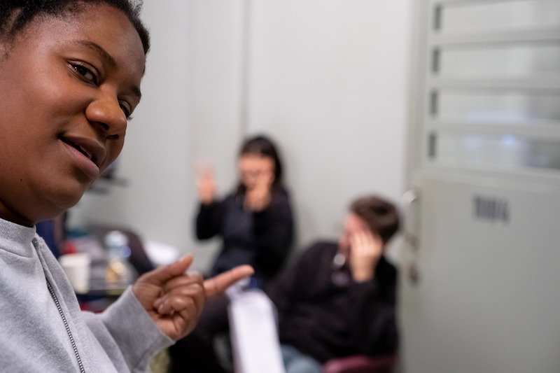 Adrienne C. Moore as Cindy on the set of Orange Is The New Black Season 6.