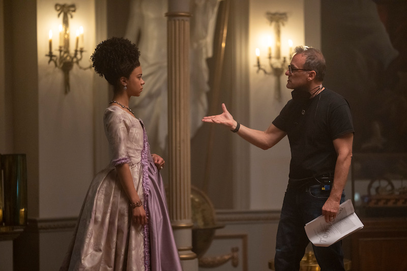 India Amarteifio as Young Queen Charlotte, Executive Producer/Director Tom Verica 