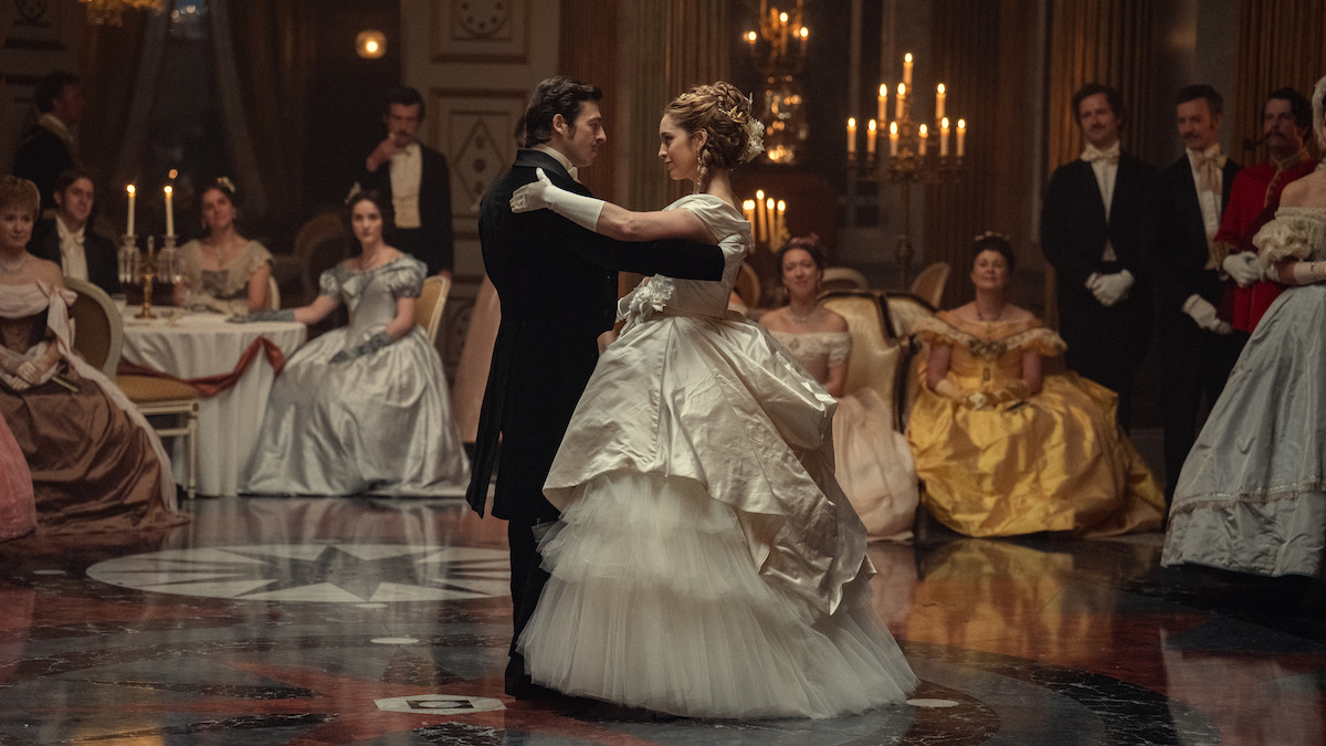 Anthony Boyle as Arthur Guinness dances with Danielle Galligan as Lady Olivia Hedges in ‘House of Guinness’ Season 1.