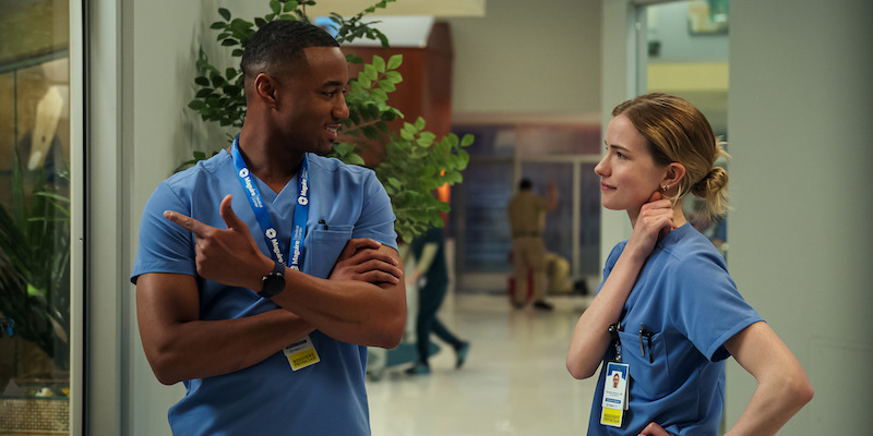 Jessie T. Usher as Sam Elijah and Willa Fitzgerald as Danny Simms in 'Pulse.'