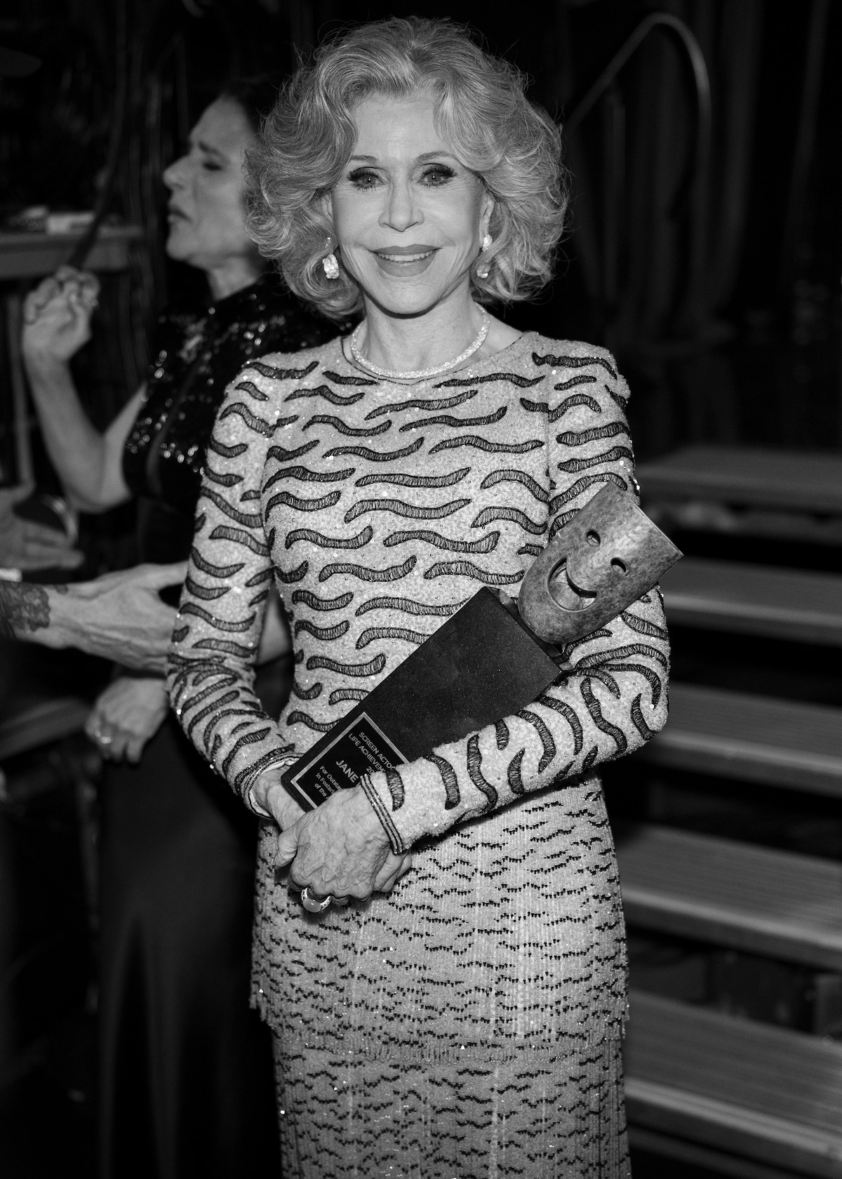Jane Fonda holding her Life Achievement Award at the 31st Annual Screen Actors Guild Awards at the Shrine Auditorium & Expo Hall.