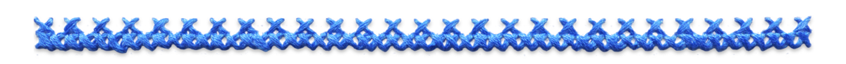 Ornate blue cross stitched line divider.