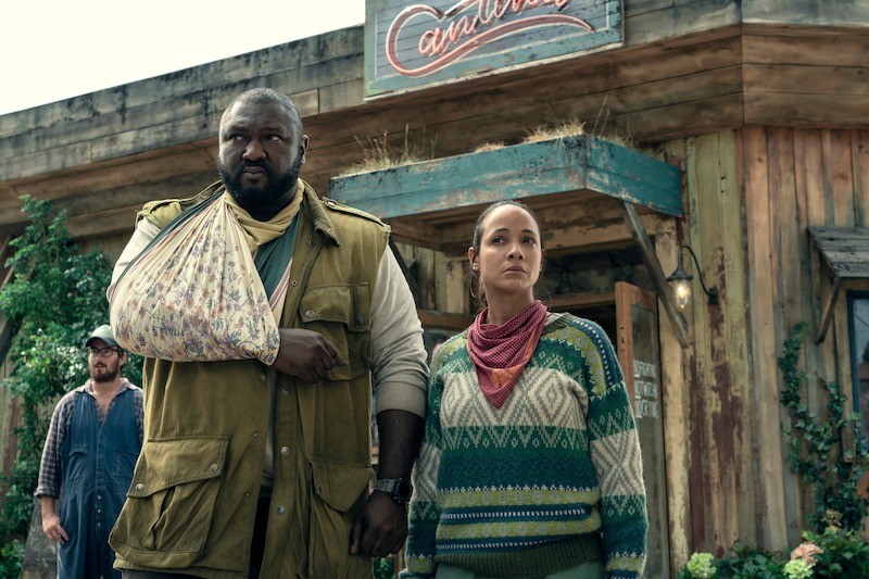 Nonso Anozie as Jepperd and Dania Ramirez as Aimee in Sweet Tooth Season 2.