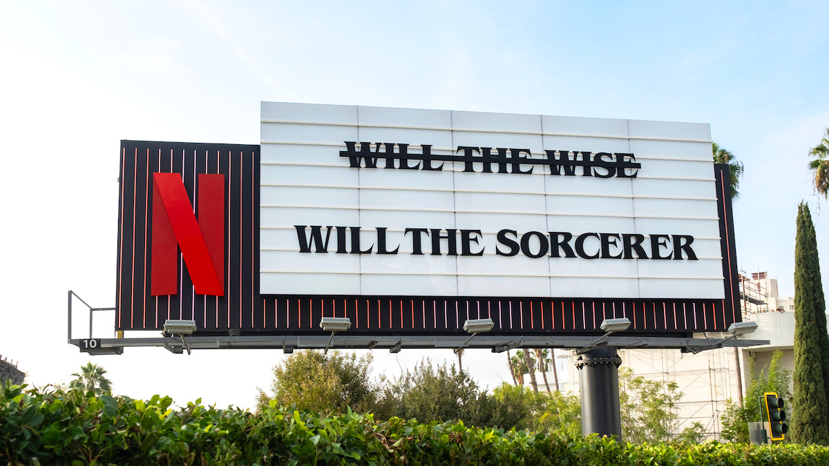 Stranger Things 5 Sunset Blvd Billboard - ‘ (Strikeout)Will the Wise - Will the Sorcerer’