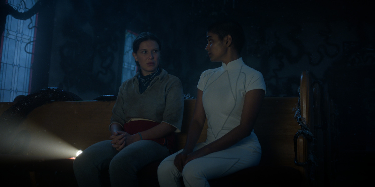 Millie Bobby Brown as Eleven and Linnea Berthelsen as Kali in ‘Stranger Things 5’