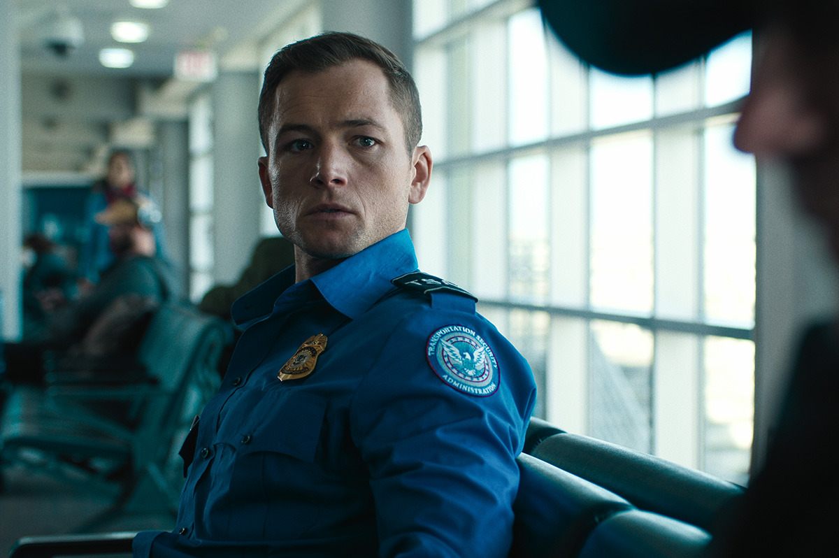 Taron Edgerton as Ethan Kopek in 'Carry-On'.