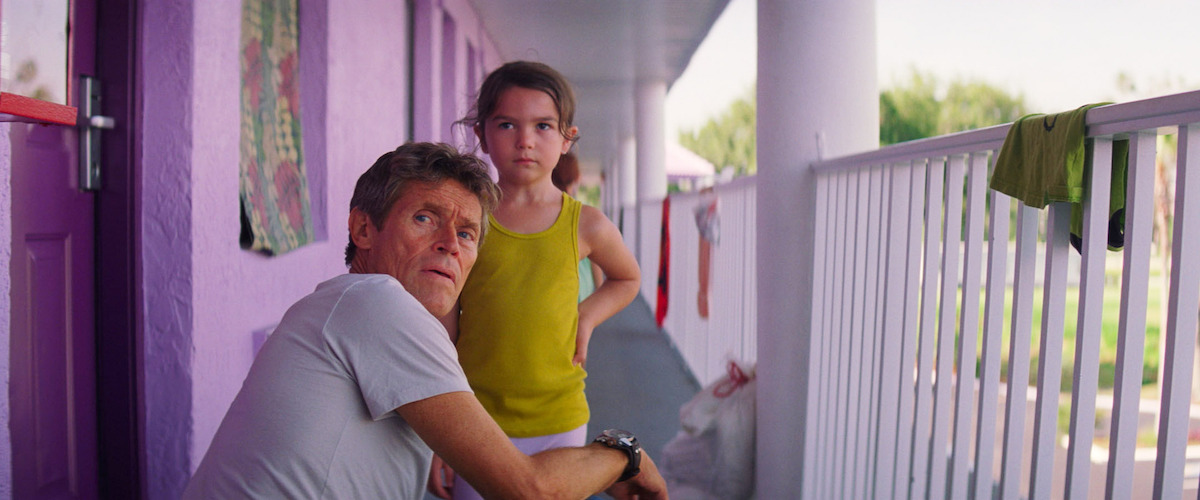 Willem Dafoe and Brooklynn Prince in a still image from ‘The Florida Project’
