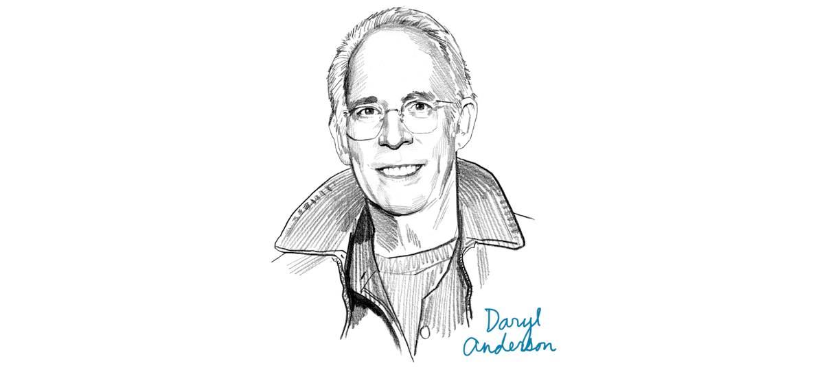 Black and white illustration of Daryl Anderson.