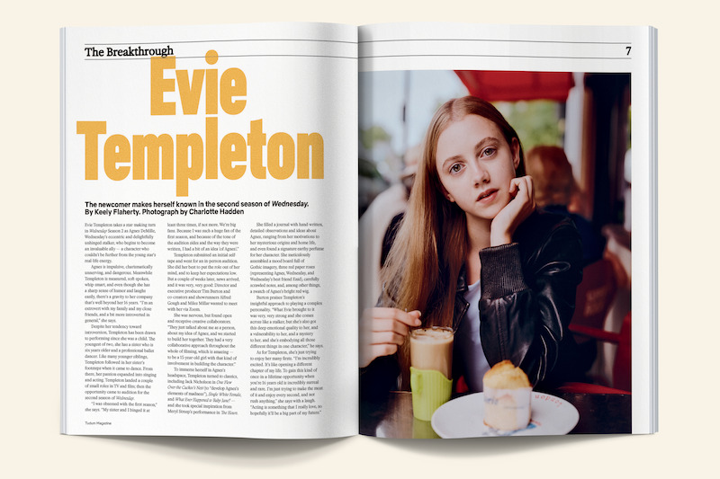 Issue spread of an Evie Templeton profile