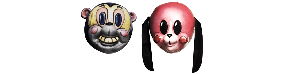 Two creepy masks worn by Hazel and Cha Cha in Season 1 of ‘The Umbrella Academy’