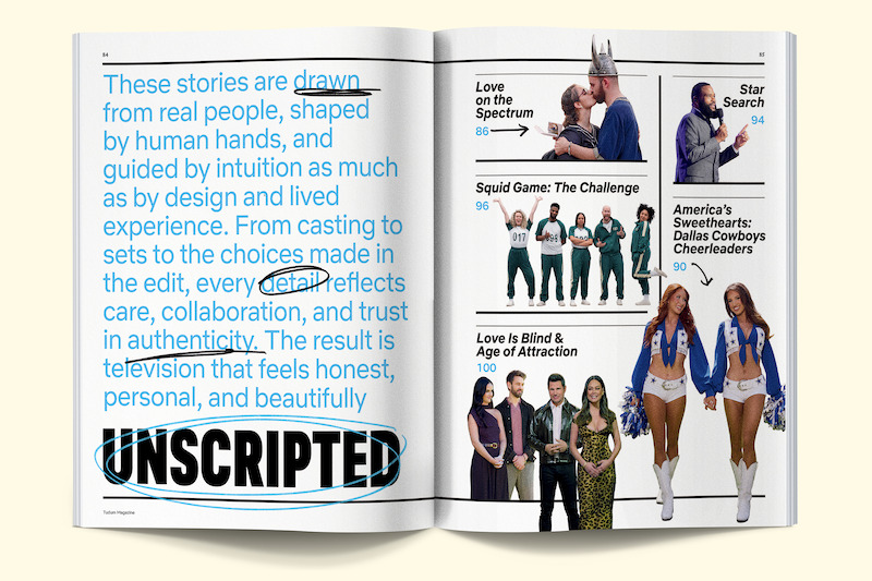 Opening spread on the unscripted series of Netflix