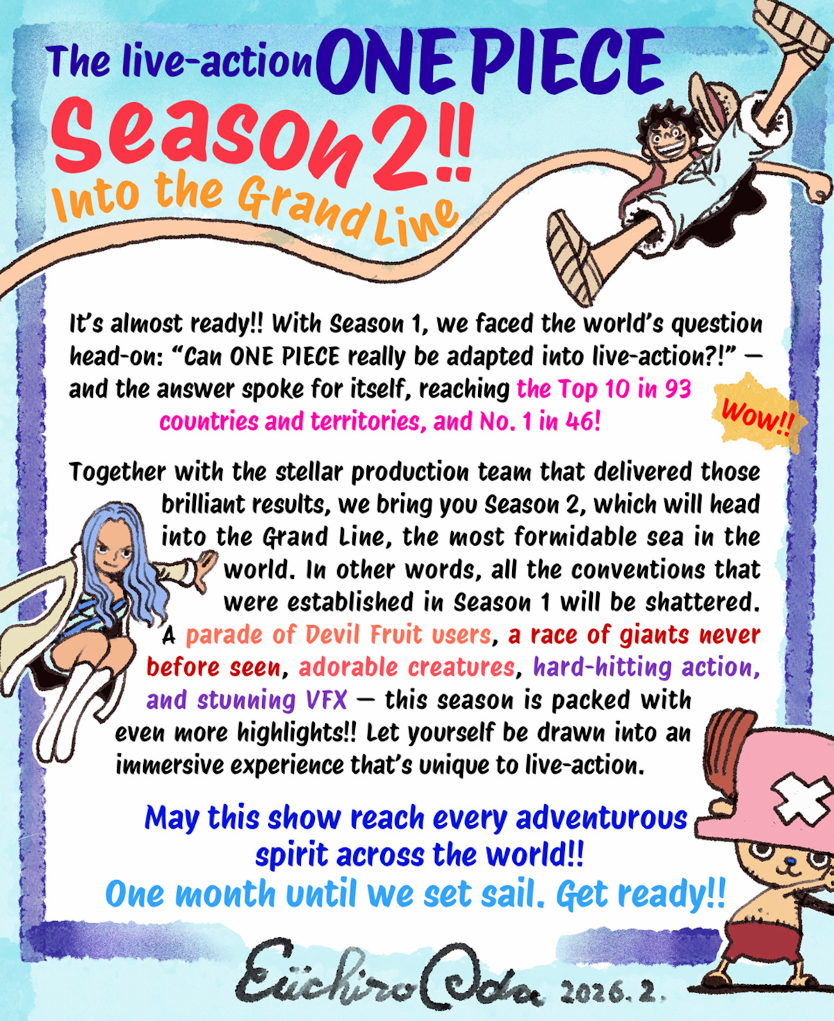 A letter from Eiichiro Oda