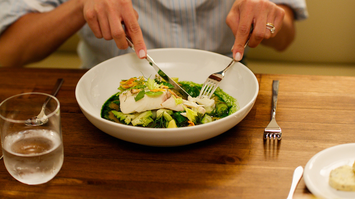 Poached California Halibut