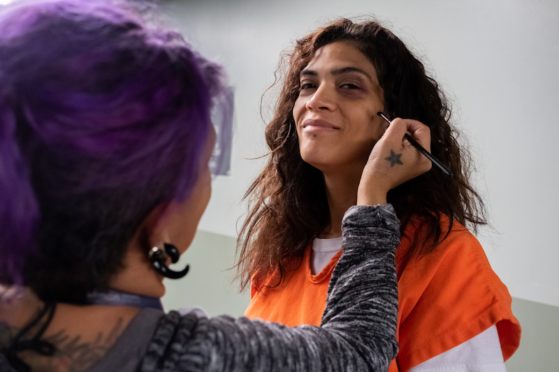 Laura Gomez as Blanca Flores on the set of Orange Is The New Black Season 6.