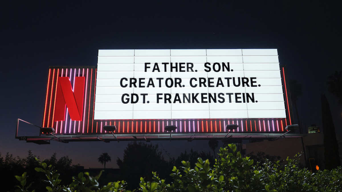Frankenstein Sunset Blvd Marquee ‘Father. Son. Creator. Creature. GDT. Frankenstein’