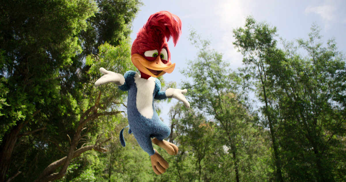 Woody Woodpecker jumping into the air in ‘Woody Woodpecker Goes to Camp’.