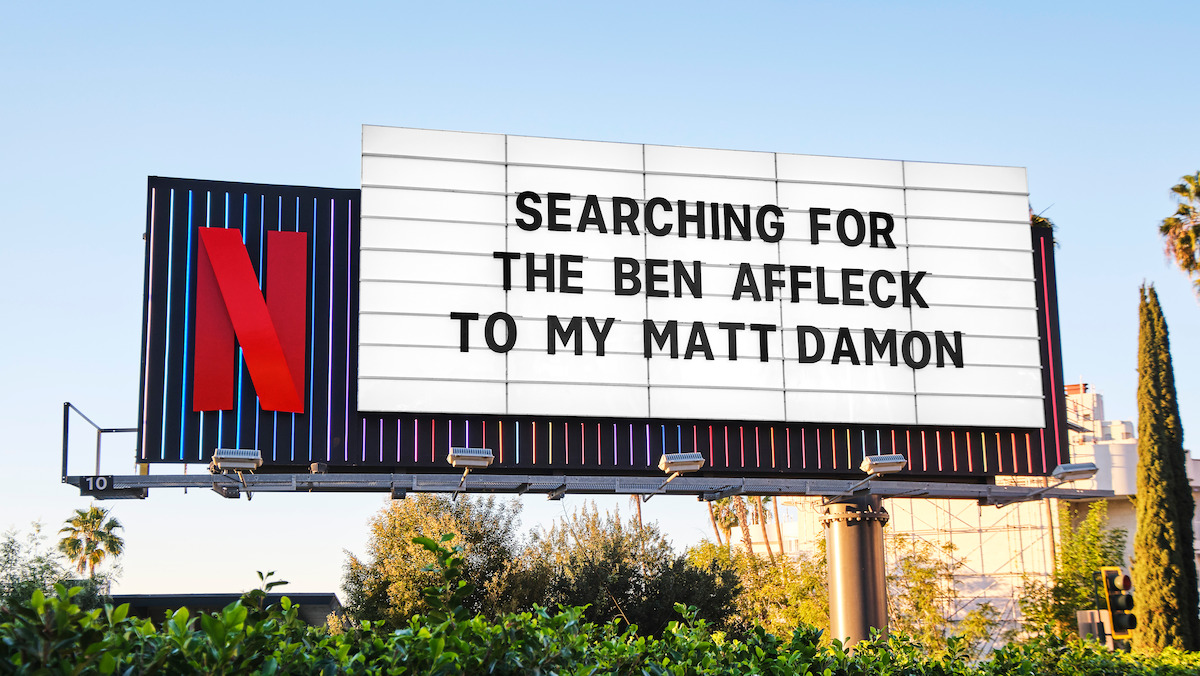 Sunset Blvd Marquee for ‘The Rip’ “Searching for the Ben Affleck to my Matt Damon”