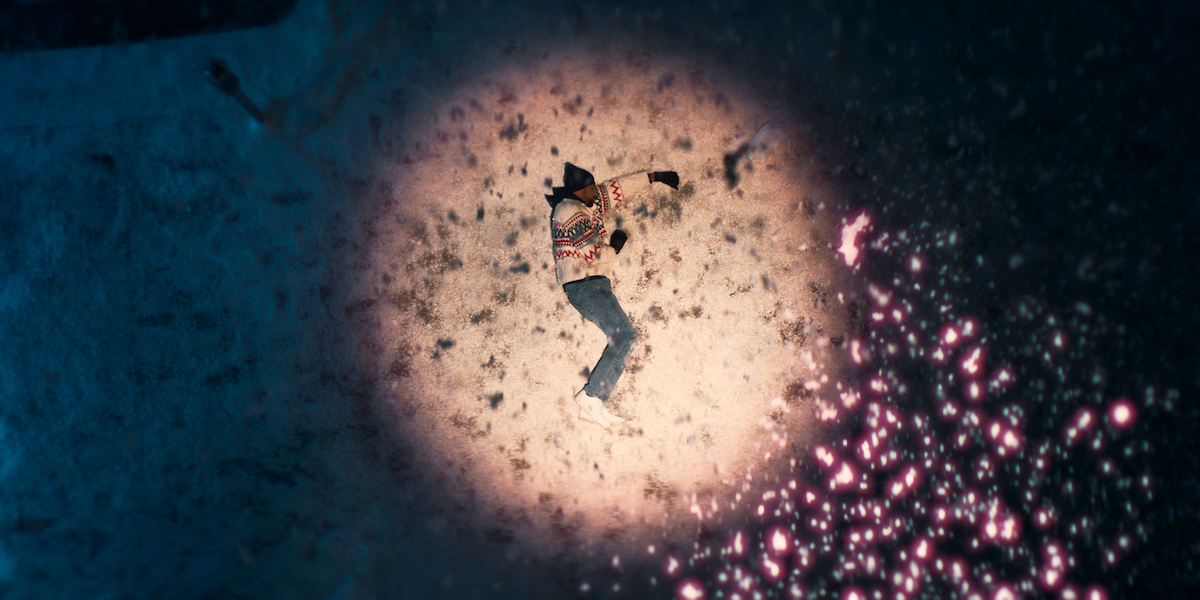 An actor playing Smollett after the Chicago attack in a reenactment in ‘The Truth About Jussie Smollett?’