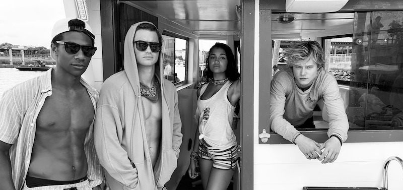 Jonathan Daviss, Rudy Pankow, Madison Bailey and Chase Stokes in Outer Banks Season 1 Behind-the-Scenes Photo Gallery.