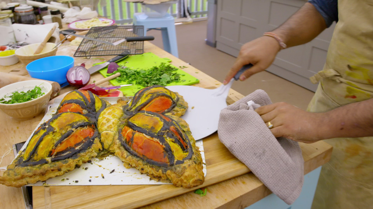 A lamb and rice pie baked in the shape of a butterfly