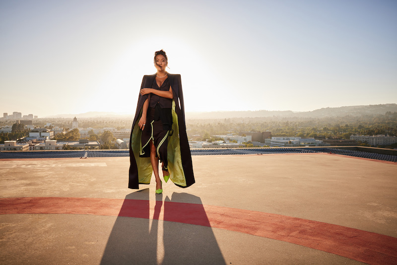 Ashley Park poses on a rooftop in Los Angeles. 