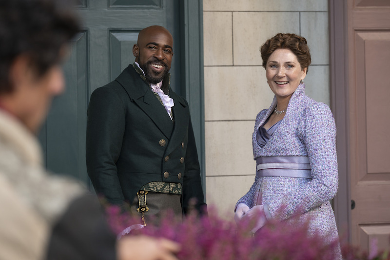 Daniel Francis as Lord Anderson and Ruth Gemmell as Lady Violet Bridgerton in 'Bridgerton' Season 4.