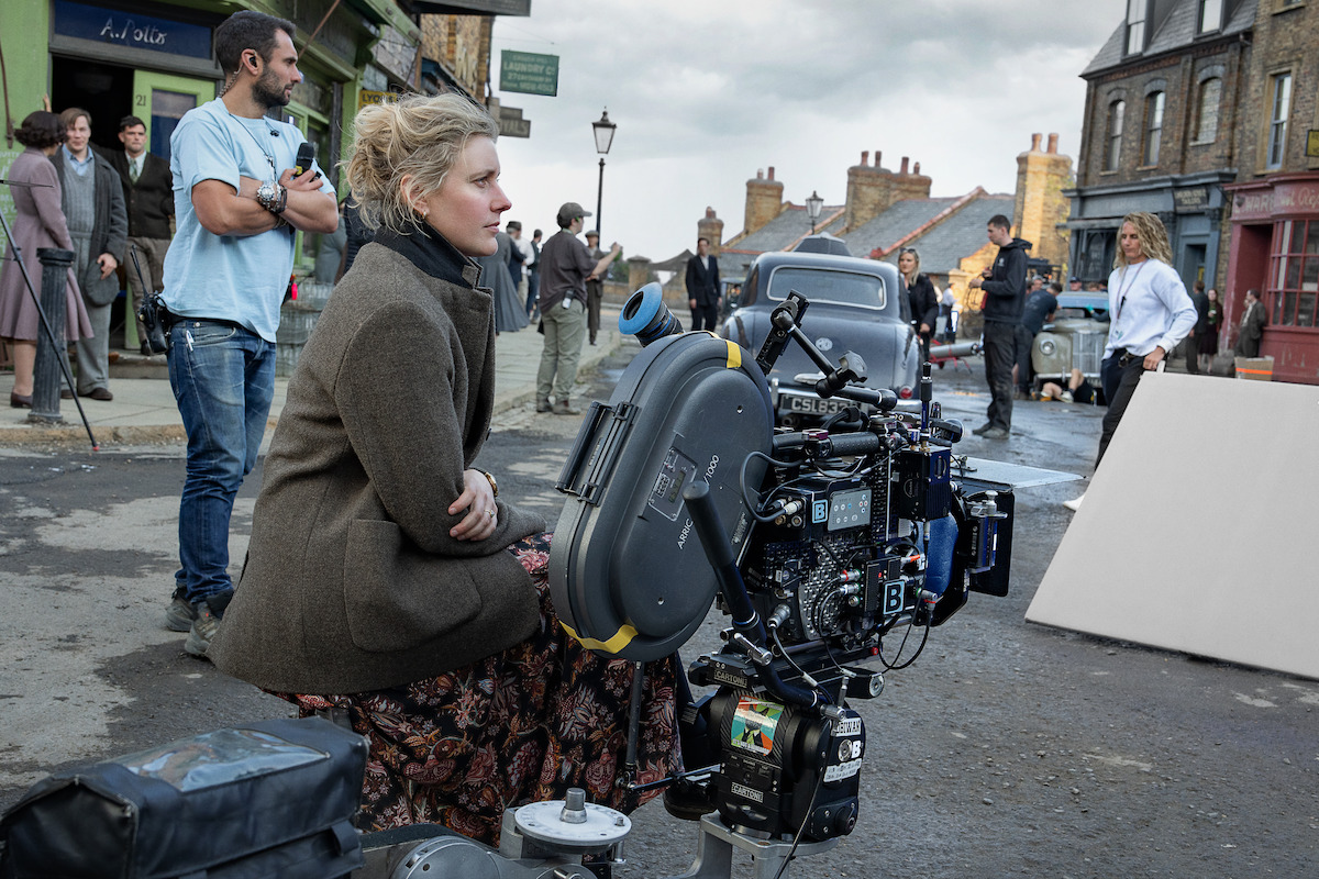 Writer/Director Greta Gerwig with crew members on the set of ‘Narnia: The Magician’s Nephew’