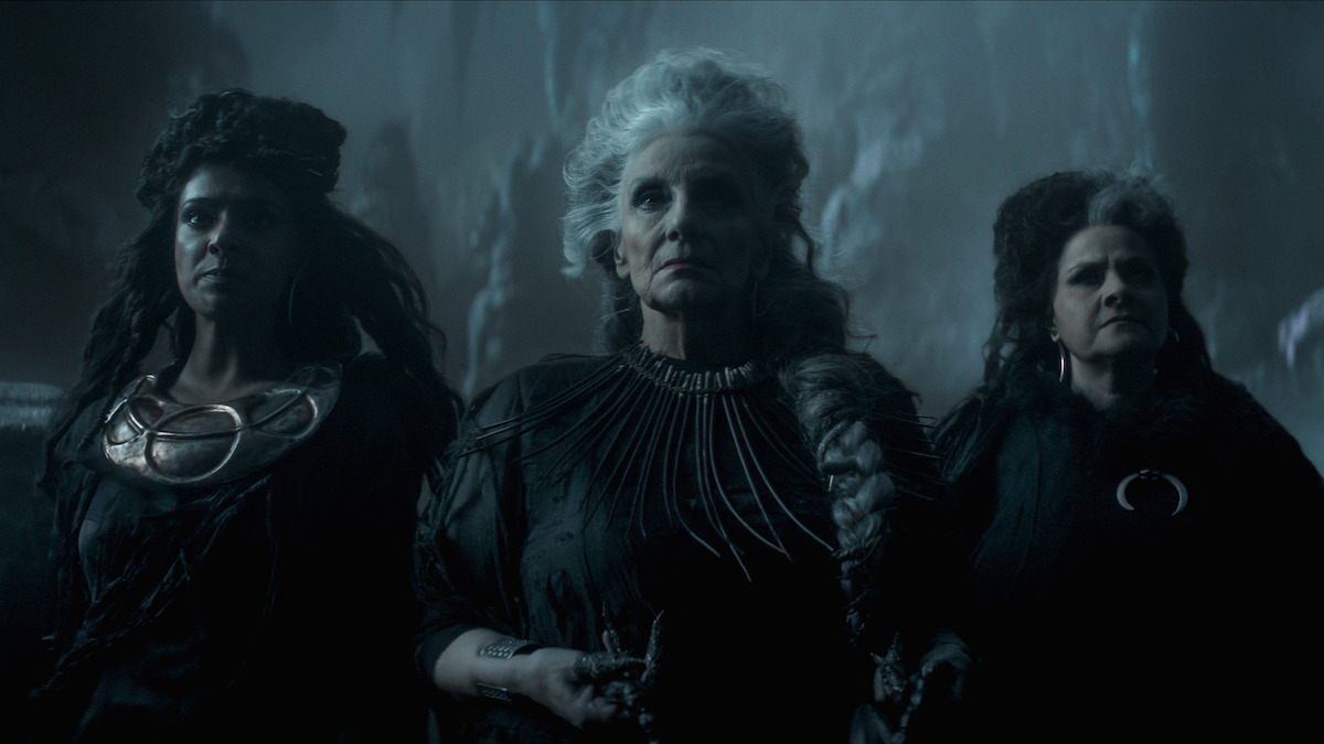 Dinita Gohil as The Maiden, Souad Faress as Crone, and Nina Wadia as The Mother in Season 2 of ‘The Sandman’