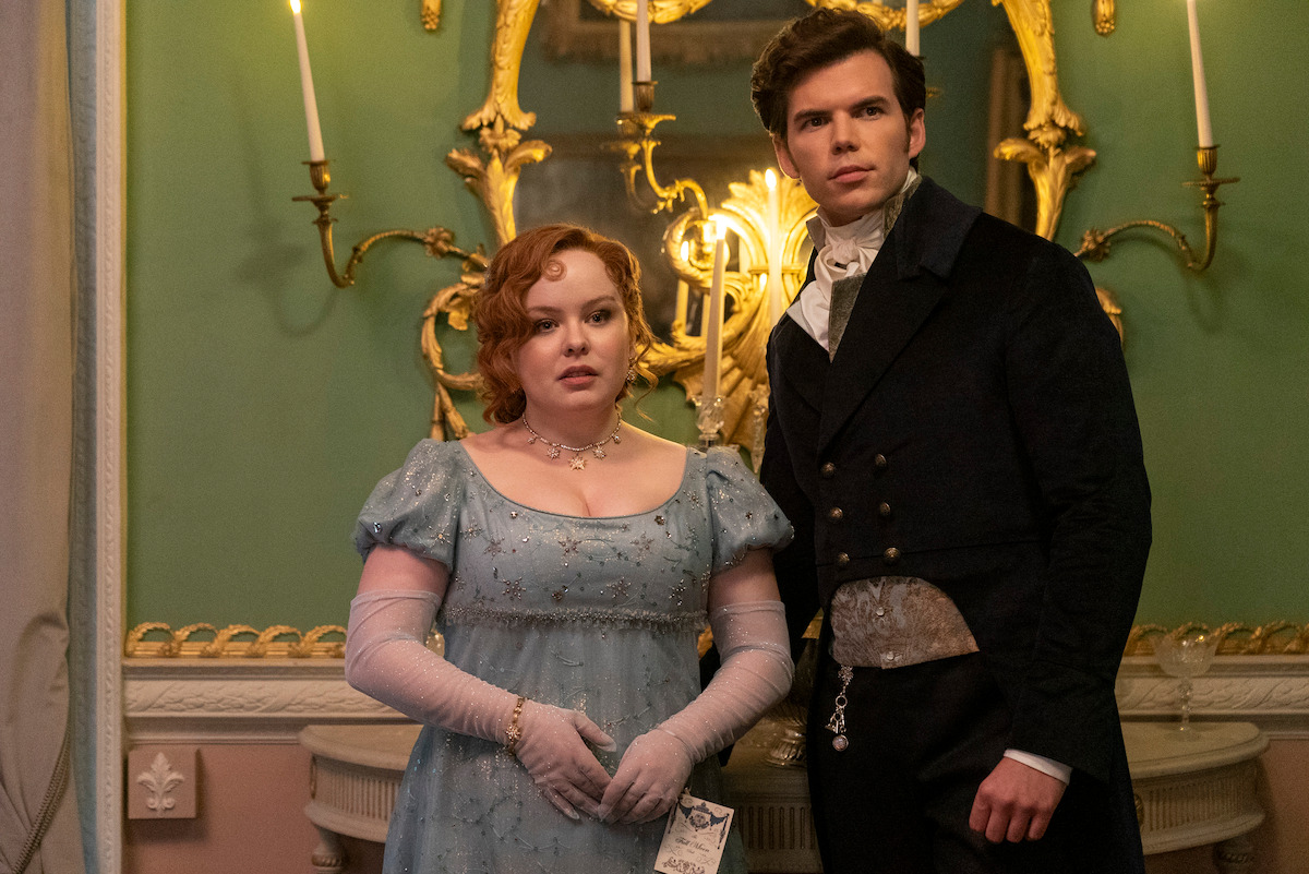 Nicola Coughlan as Penelope Featherington, Luke Newton as Colin Bridgerton in ‘Bridgerton’