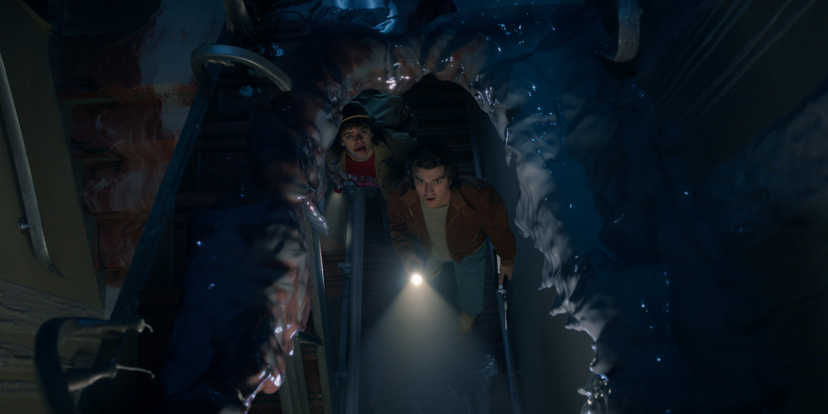 Gaten Matarazzo as Dustin Henderson and Joe Keery as Steve Harrington in ‘Stranger Things 5’