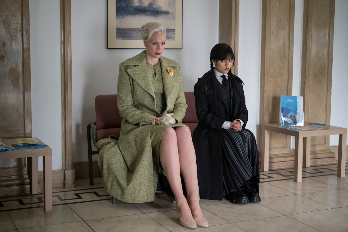 Gwendoline Christie as Larissa Weems and Jenna Ortega as Wednesday Addams in ‘Wednesday’ Season 1.