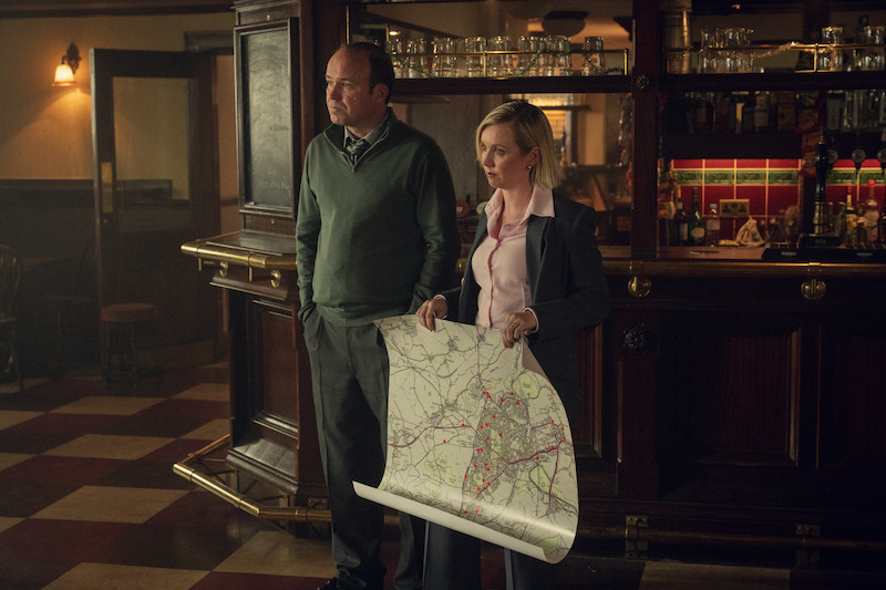 Rory Kinnear as Des, Lauren Lyle as Dani in Episode 3 of 'Toxic Town'.
