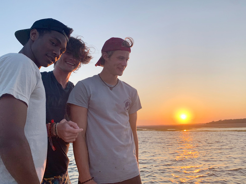Jonathan Daviss, Rudy Pankow and Chase Stokes in Outer Banks Season 1 Behind-the-Scenes Photo Gallery.