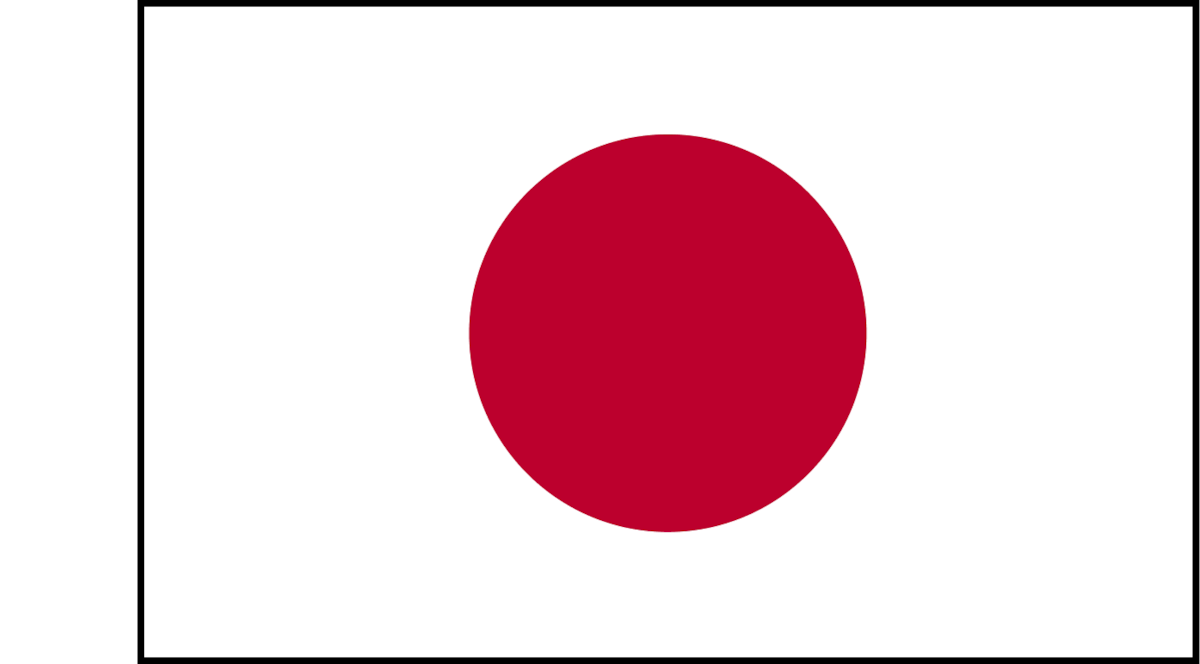 Japanese flag with a red circle centered on a white rectangular background, symbolizing the sun. Simple design, no additional elements or environment visible.