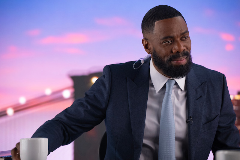 Colman Domingo as Muncie Daniels sits at a news studio in Season 1 of ‘The Madness.’
